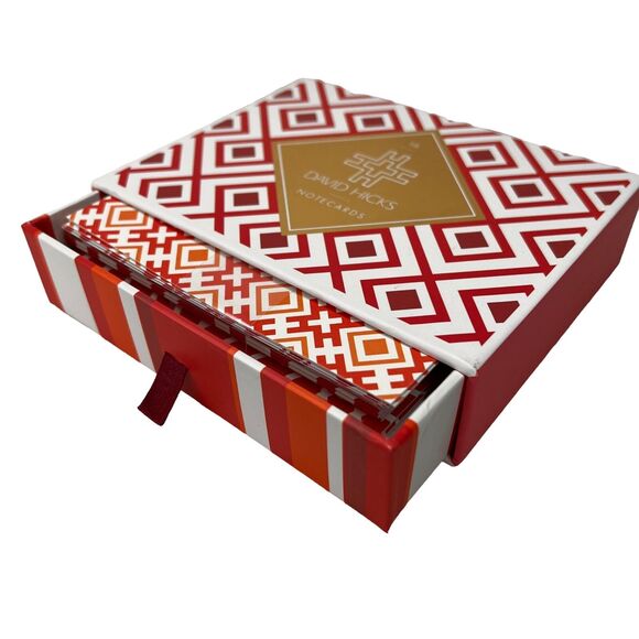 David Hicks Gift Box Notecard Set Envelopes English Decorator Designer Motifs - Picture 4 of 10